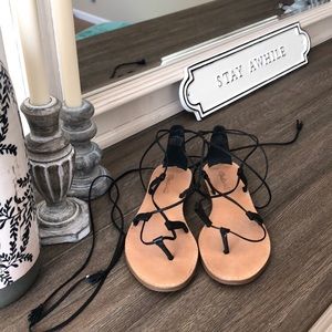 Madewell the boardwalk lace up sandal. 7.5